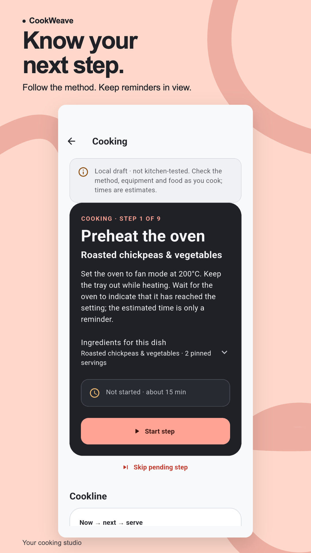 Step-by-step cooking with a timer