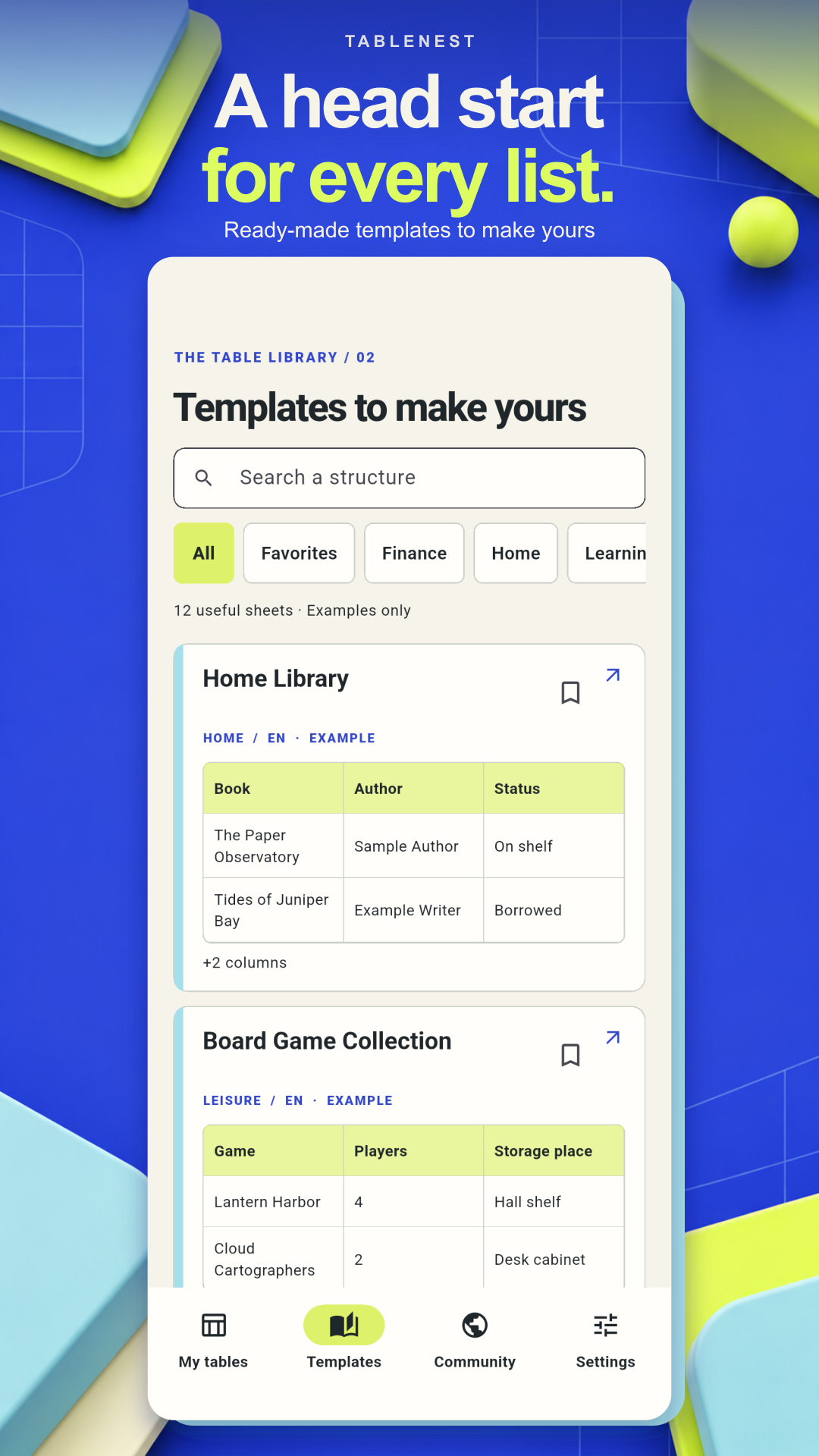Built-in offline templates