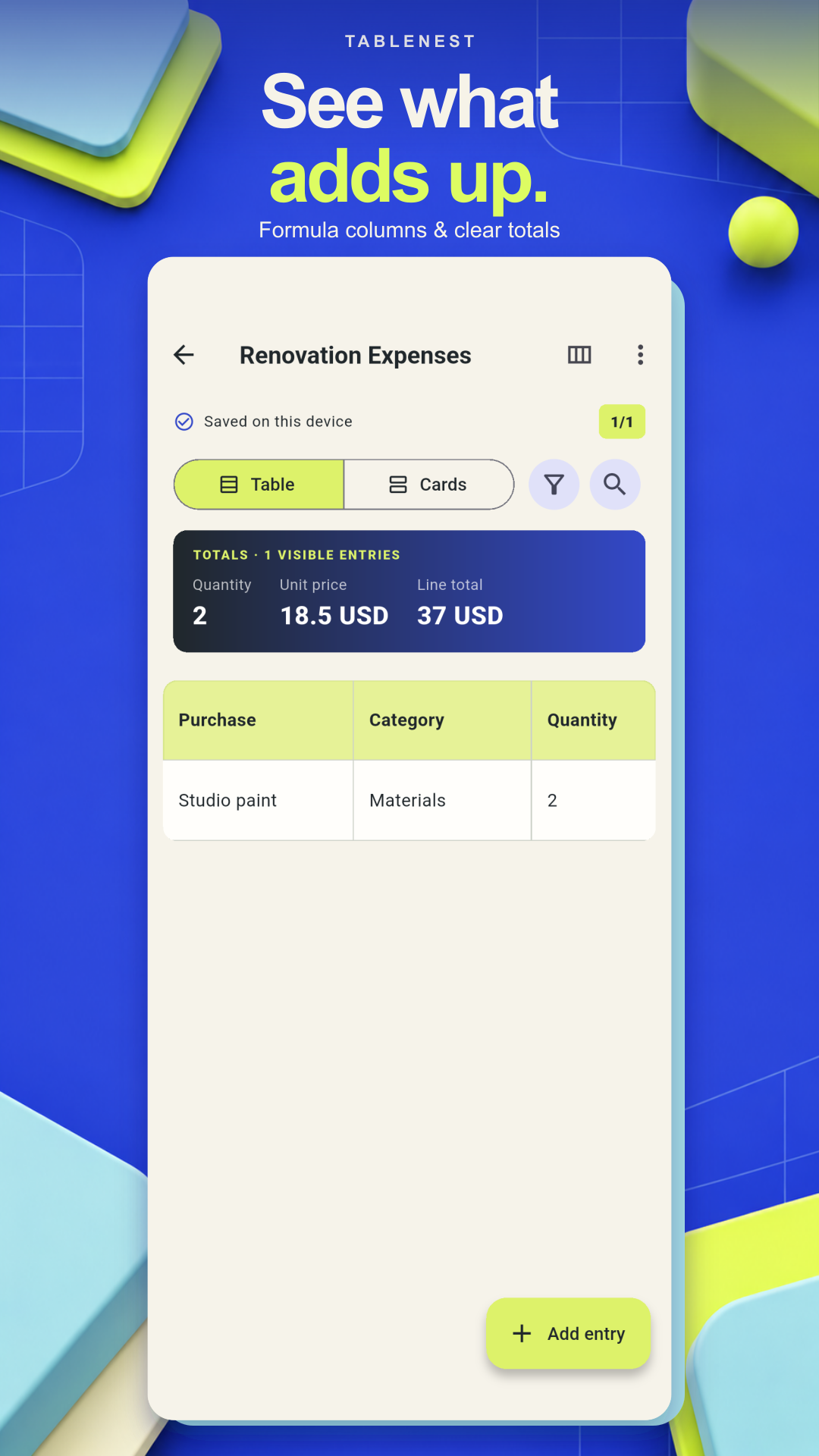 Formula column and expense total