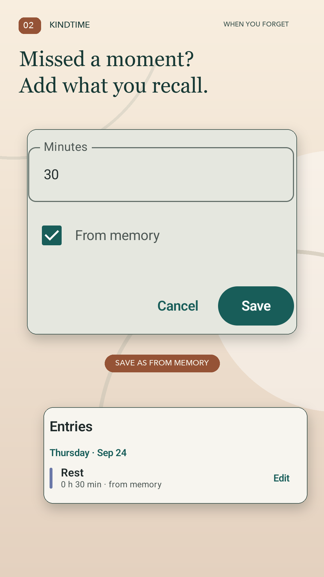 Add past time from memory