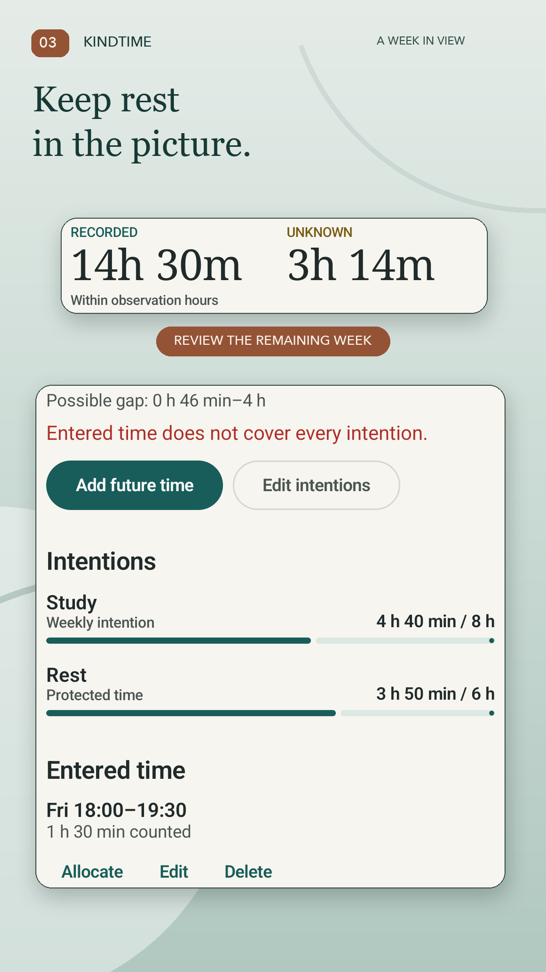 Plan time for rest in the week